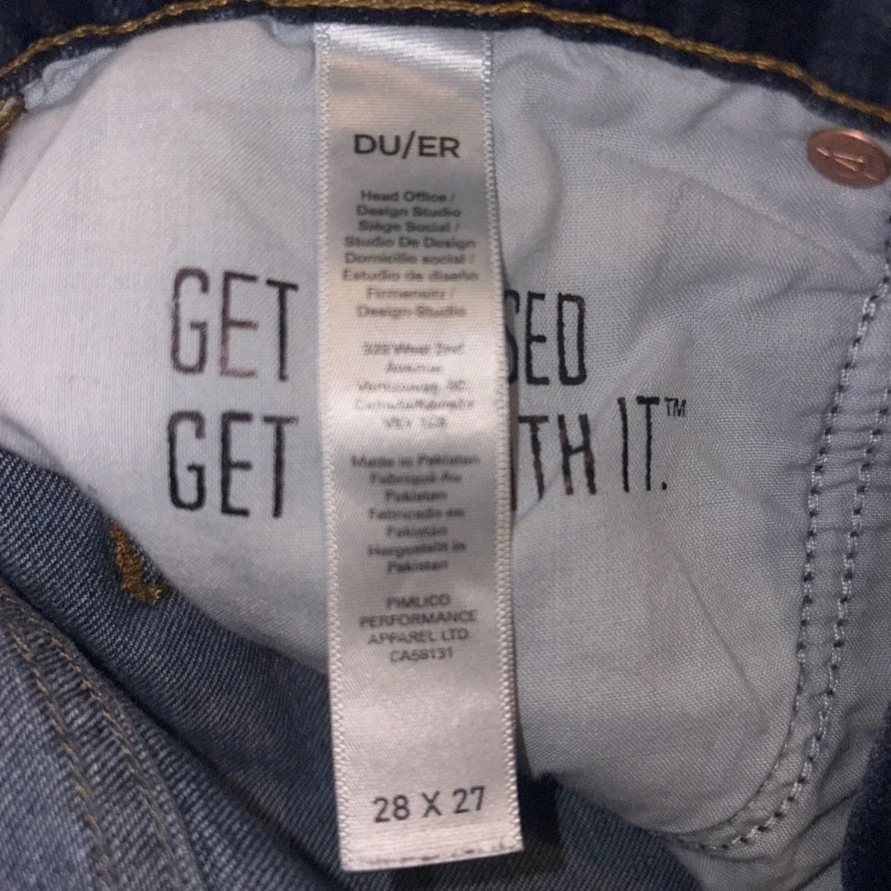 DU/ER Jeans Mens 29x27 Blue Classic Taper Performance Denim Gusset Workwear‎